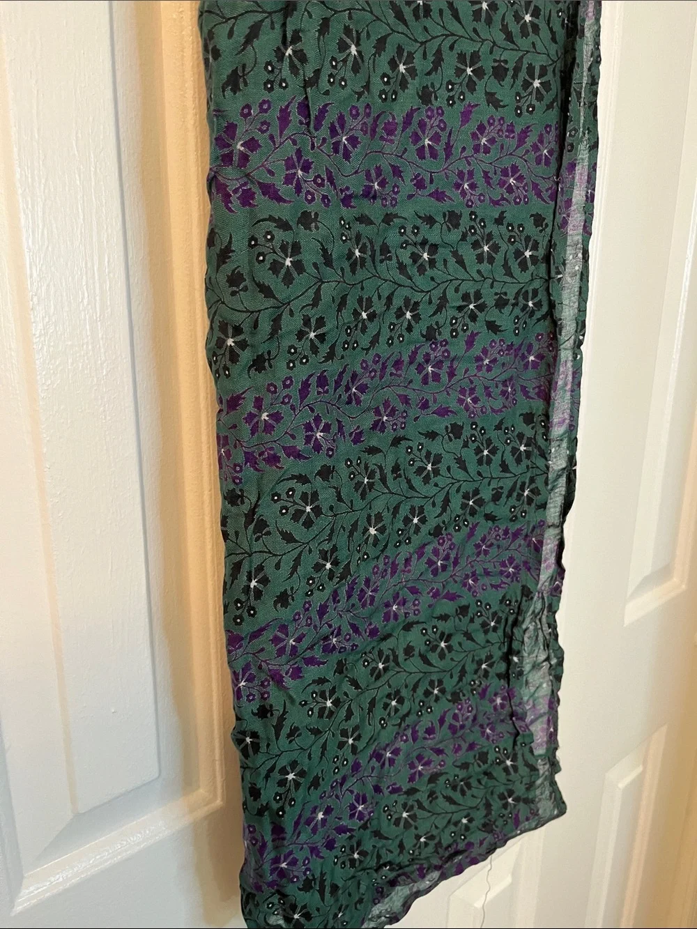 Vintage Putumayo Square Scarf Green Purple Floral